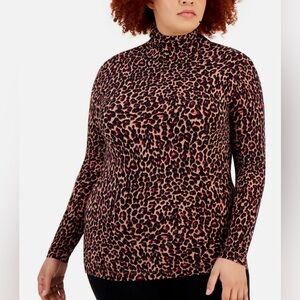 Anne Klein XL(16/18)Seamless Turtle poly/spandex, mono pink/black leopard NWT